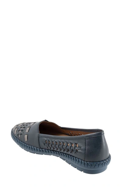 Shop Trotters Rory Woven Flat In Navy/ Silver