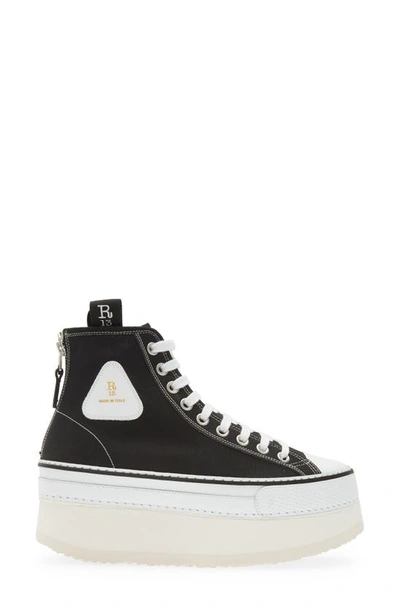 R13 Black Courtney Platform High Top Sneakers In 150 Black