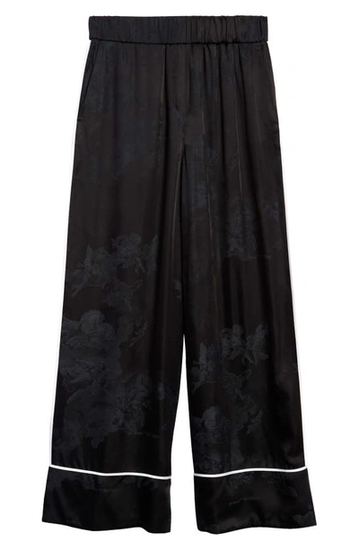 Shop Off-white Sky Piped Jacquard Satin Pajama Pants In Black