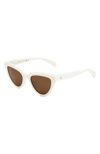Shop Rag & Bone 52mm Cat Eye Sunglasses In White/ Brown