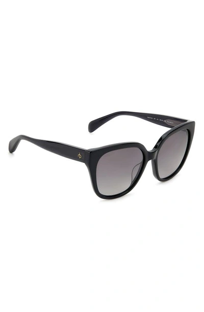 Shop Rag & Bone 56mm Gradient Polarized Square Sunglasses In Black/ Gray Polar
