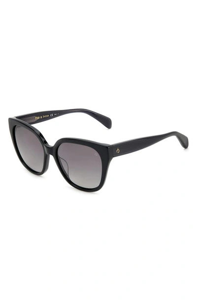 Shop Rag & Bone 56mm Gradient Polarized Square Sunglasses In Black/ Gray Polar