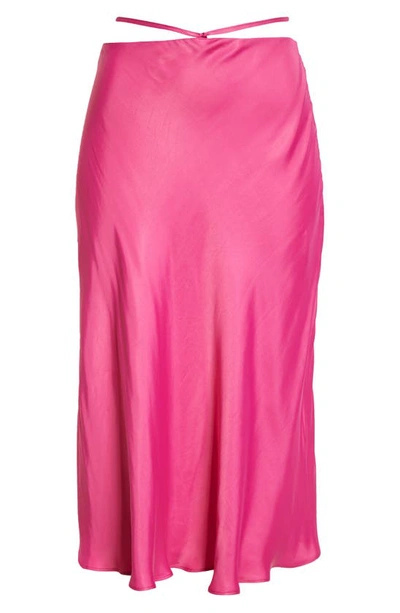 Shop Farm Rio Satin Midi Skirt In Pink