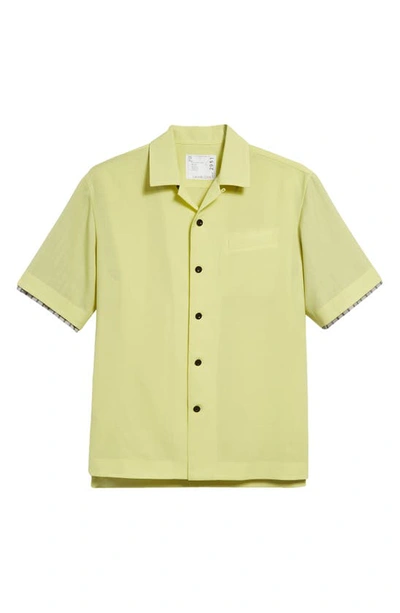 Shop Sacai Short Sleeve Convertible Collar Suiting Shirt In Yellow