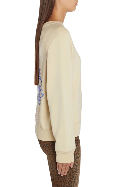 Shop Golden Goose Oversize Cotton Fleece Graphic Sweatshirt In Marzipan/ Red/ White/ Blue
