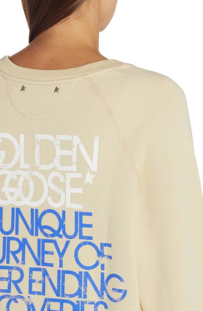 Shop Golden Goose Oversize Cotton Fleece Graphic Sweatshirt In Marzipan/ Red/ White/ Blue