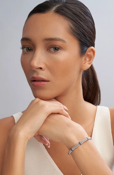 Lagos Ultramarine Ceramic & Sterling Silver Blue Caviar Station Bracelet In Marine