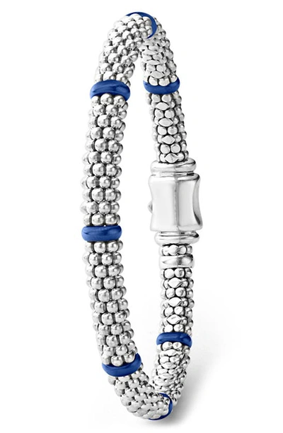 Lagos Ultramarine Ceramic & Sterling Silver Blue Caviar Station Bracelet In Marine