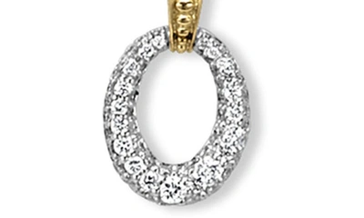 Lagos Sterling Silver Caviar Diamond Oval Pendant Necklace In Gold