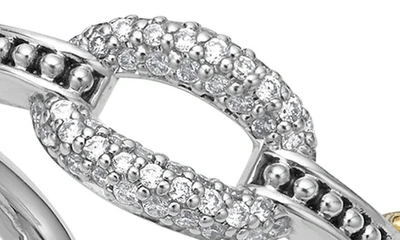 Lagos 18k Yellow Gold & Sterling Silver Caviar Lux Small Diamond Oval Link Eternity Band Ring In Gold