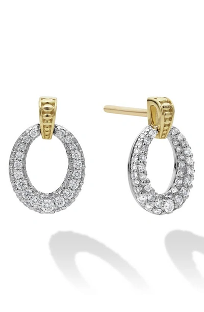 Shop Lagos Caviar Luxe Diamond Pavé Frontal Hoop Earrings In Gold