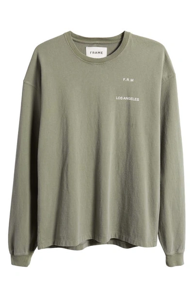 Shop Frame Faded Washed Long Sleeve Graphic Tee In Old Green