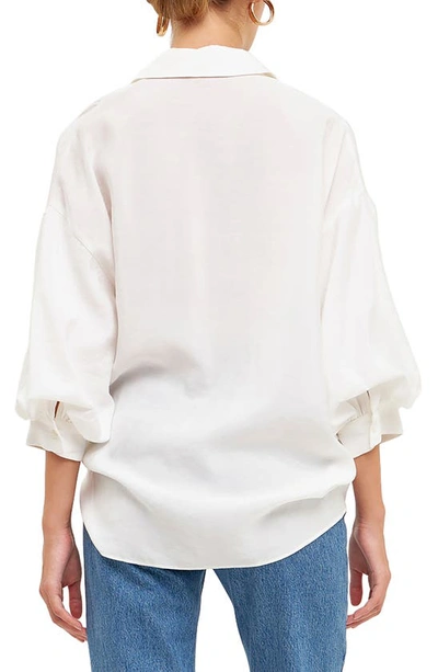 Endless Rose Blouson Sleeve Button-up Shirt In White