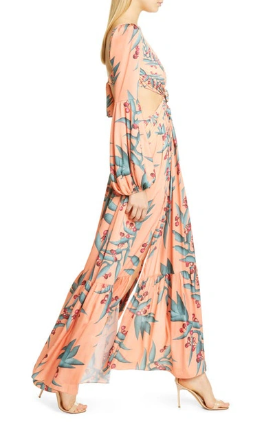 Shop Patbo Long Sleeve Cutout Gown In Helonica Coral