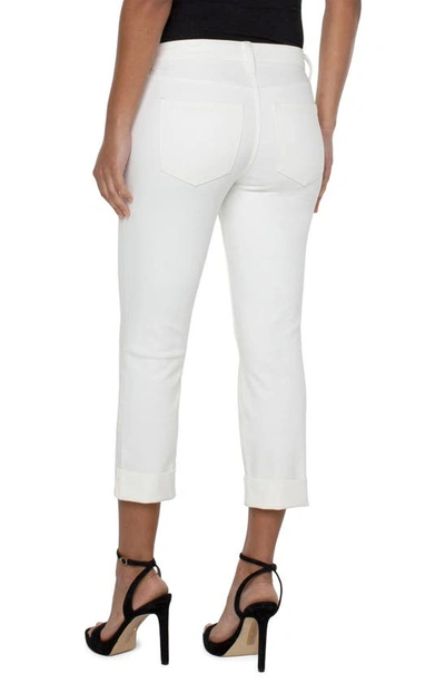 Shop Liverpool Los Angeles Charlie Cuffed Mid Rise Crop Slim Jeans In Bone White