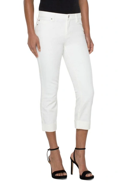 Shop Liverpool Los Angeles Charlie Cuffed Mid Rise Crop Slim Jeans In Bone White