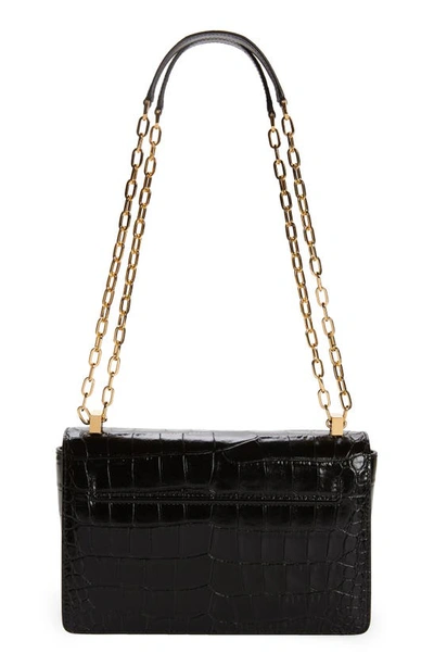 Shop Tom Ford Medium Maxi Croc Embossed Leather Shoulder Bag In Black