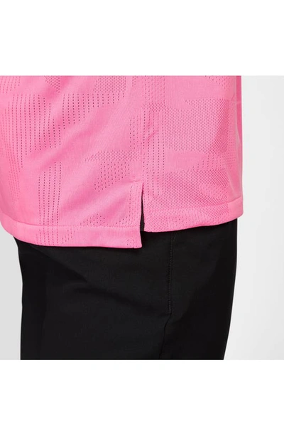 Shop Nike Dri-fit Tour Jacquard Golf Polo In Pink Glow/ Black
