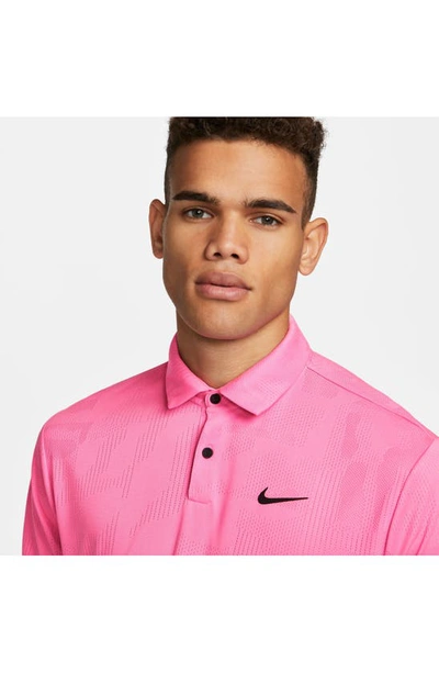 Shop Nike Dri-fit Tour Jacquard Golf Polo In Pink Glow/ Black