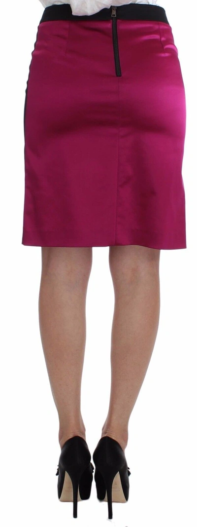 Shop Dolce & Gabbana Pink Black Above Knees Cotton Stretch Women's Skirt