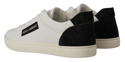 Shop Dolce & Gabbana White Black Leather Low Shoes Men's Sneakers