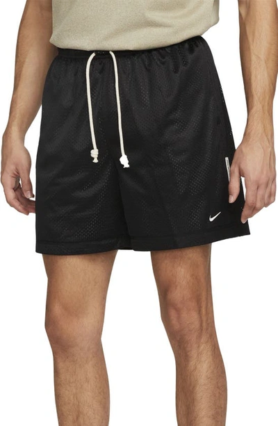 Shop Nike Dri-fit Reversible Basketball Shorts In Black/ Charcoal/ Pale Ivory