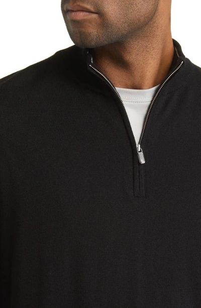 Shop Peter Millar Crown Soft Quarter Zip Merino Wool Blend Pullover In Black