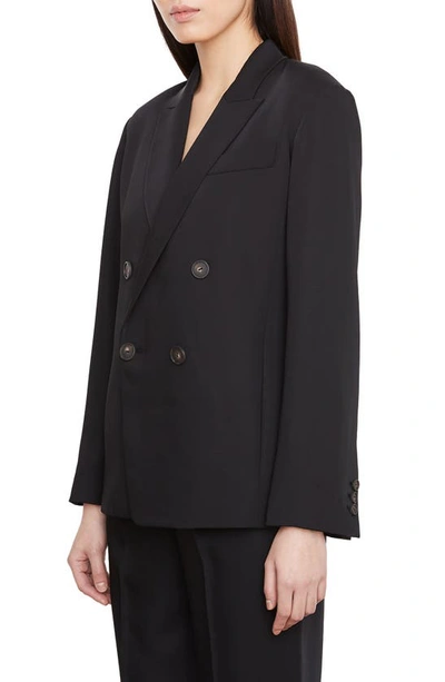 Shop Vince Double Breasted Crepe Blazer In Black