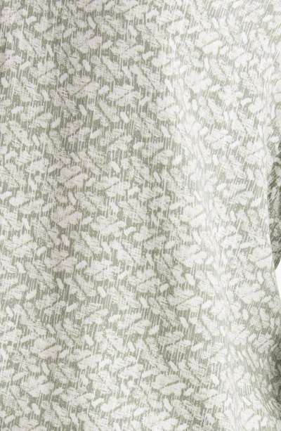 Caslon Floral Print Split Neck Shirt In Green Dune- Ivory Ella Geo