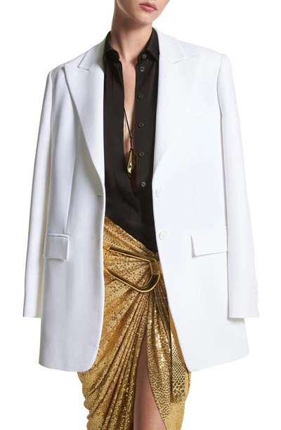 Shop Michael Kors Double Face Crepe Boyfriend Blazer In White