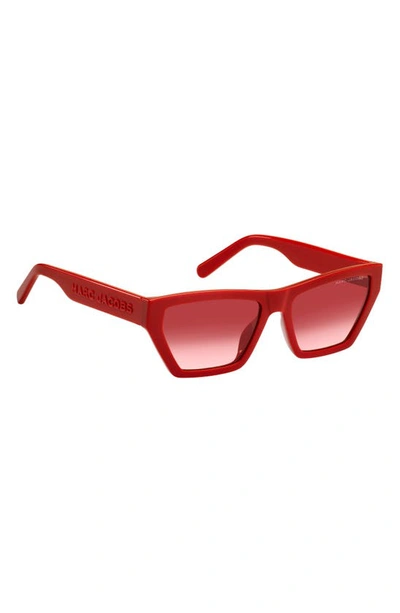 Shop Marc Jacobs 55mm Gradient Cat Eye Sunglasses In Red/ Red Gradient