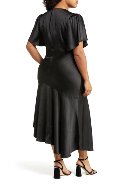 Shop Chelsea28 Asymmetric Hem Satin Dress In Black
