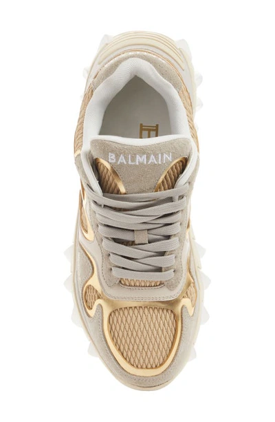 Shop Balmain B-east Sneaker In Grege/ Gold