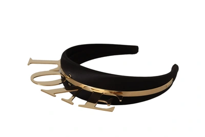 Shop Dolce & Gabbana Black Brass Gold Love Diadem One Size Tiara Women's Headband