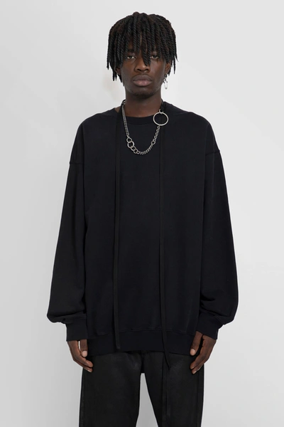 Ann Demeulemeester Man Black Sweatshirts In Black