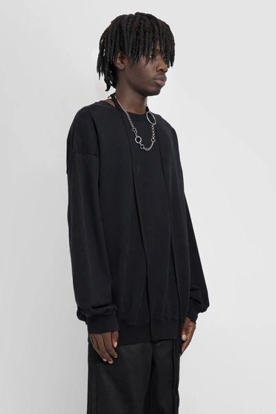 Ann Demeulemeester Man Black Sweatshirts In Black