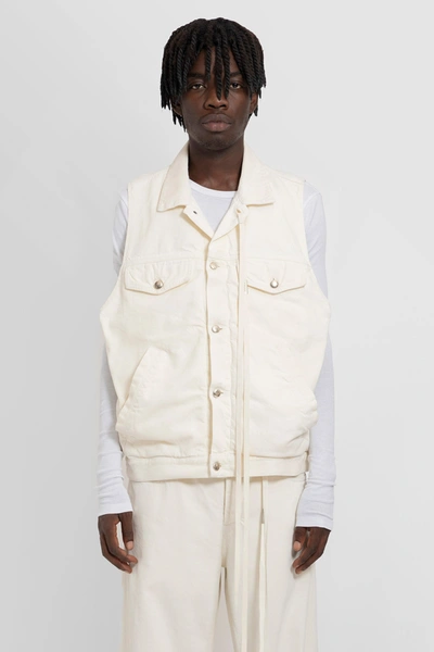Shop Ann Demeulemeester Man Off-white Waistcoats