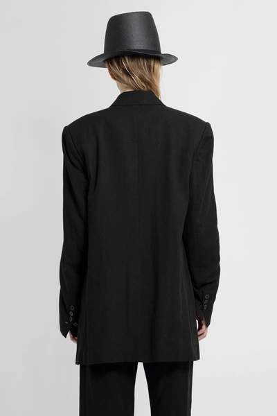 Ann Demeulemeester Denim Blazer With Notched Lapel And Flap Pockets In Black