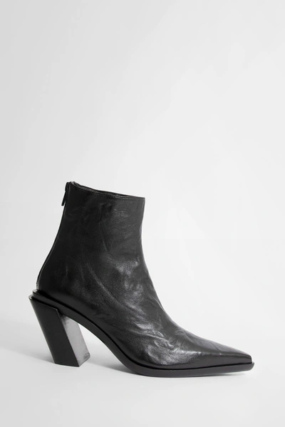 Ann Demeulemeester Leather Ankle Boots In Black