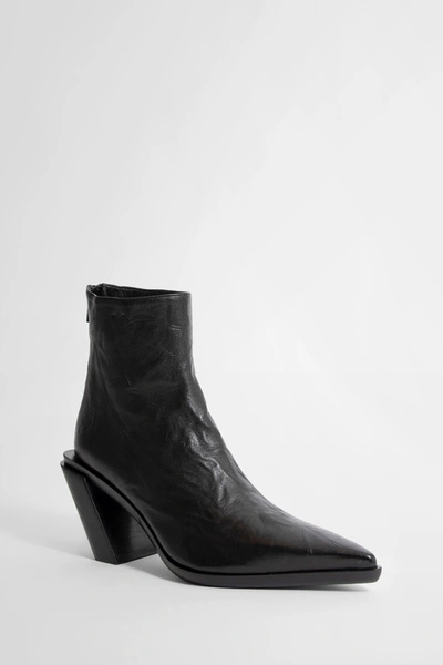 Ann Demeulemeester Leather Ankle Boots In Black