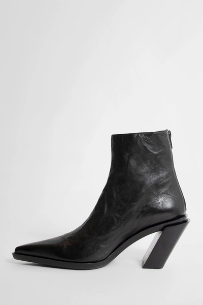 Ann Demeulemeester Leather Ankle Boots In Black