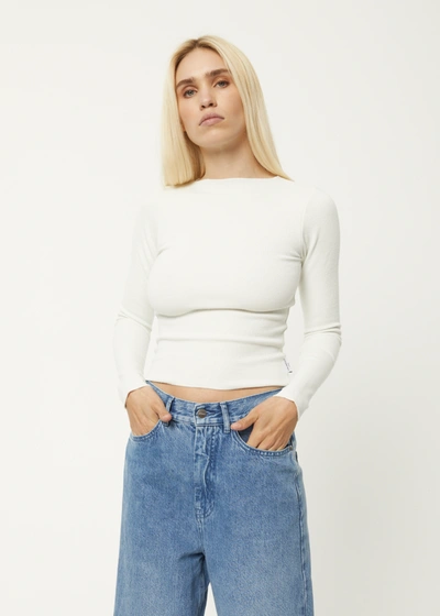 Shop Afends Hemp Ribbed Long Sleeve Top In White