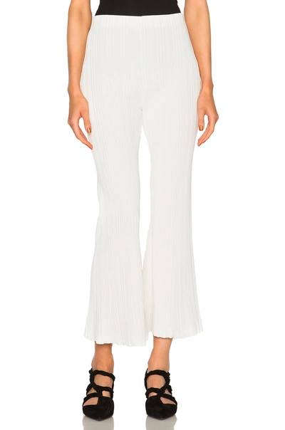 Proenza Schouler Micro Pleat Flare Knit Trousers In White. In Off White