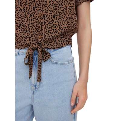 Shop Vero Moda Womens Front Tie Cropped Blouse In Brown
