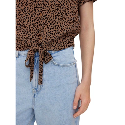 Vero Moda Womens Front Tie Cropped Blouse In Brown