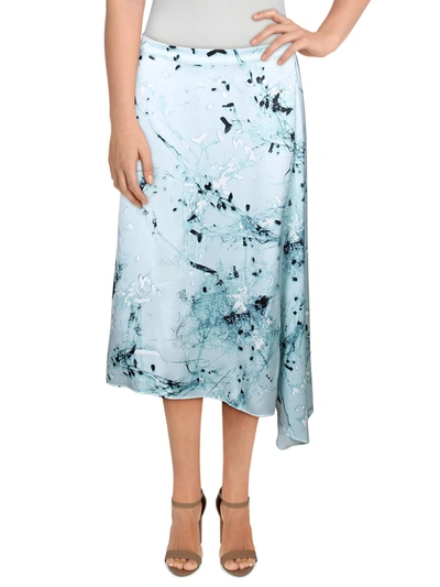 Shop Alfani Womens Printed Asymmetric A-line Skirt In Blue