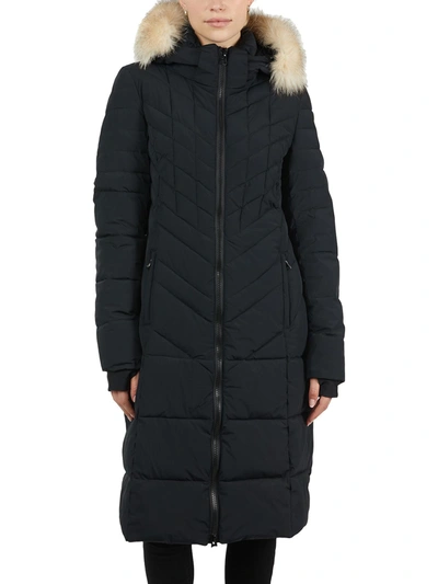 Shop Pajar Aubrey Womens Quilted Fur Trim Puffer Coat In Black