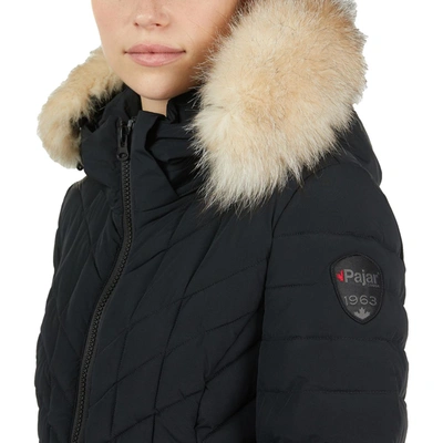 Shop Pajar Aubrey Womens Quilted Fur Trim Puffer Coat In Black