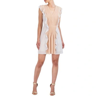 Shop Bcbgmaxazria Womens Fit & Flare Ruffled Cocktail And Party Dress In Beige
