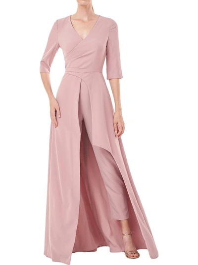 Shop Kay Unger Womens Formal Faux-wrap Jumpsuit In Pink